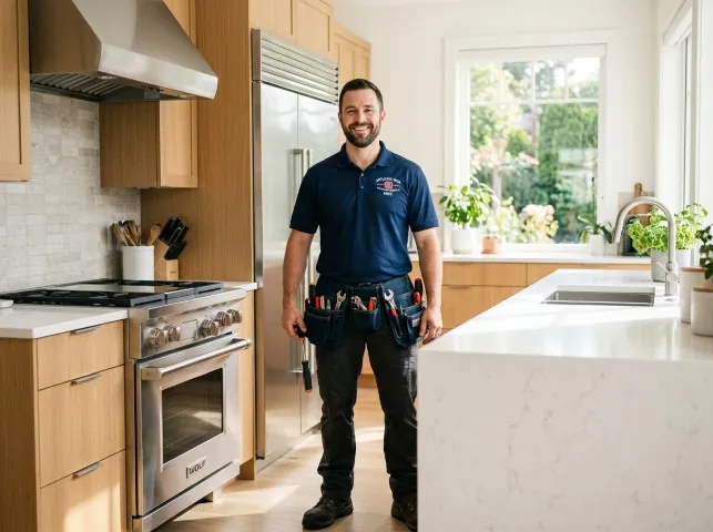 Appliance Repair Hero technician in a American Canyon, CA kitchen after an appliance repair